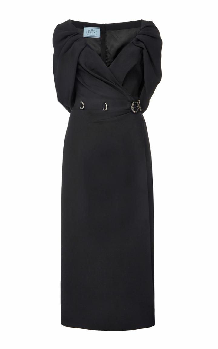 Prada Draped Cady Midi Dress