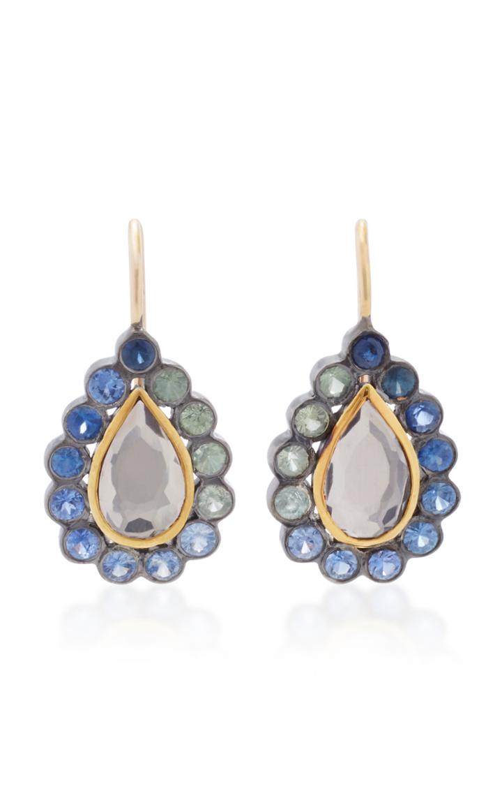 She Bee Rhodium-plated Sapphire And Topaz Earrings