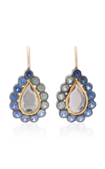She Bee Rhodium-plated Sapphire And Topaz Earrings