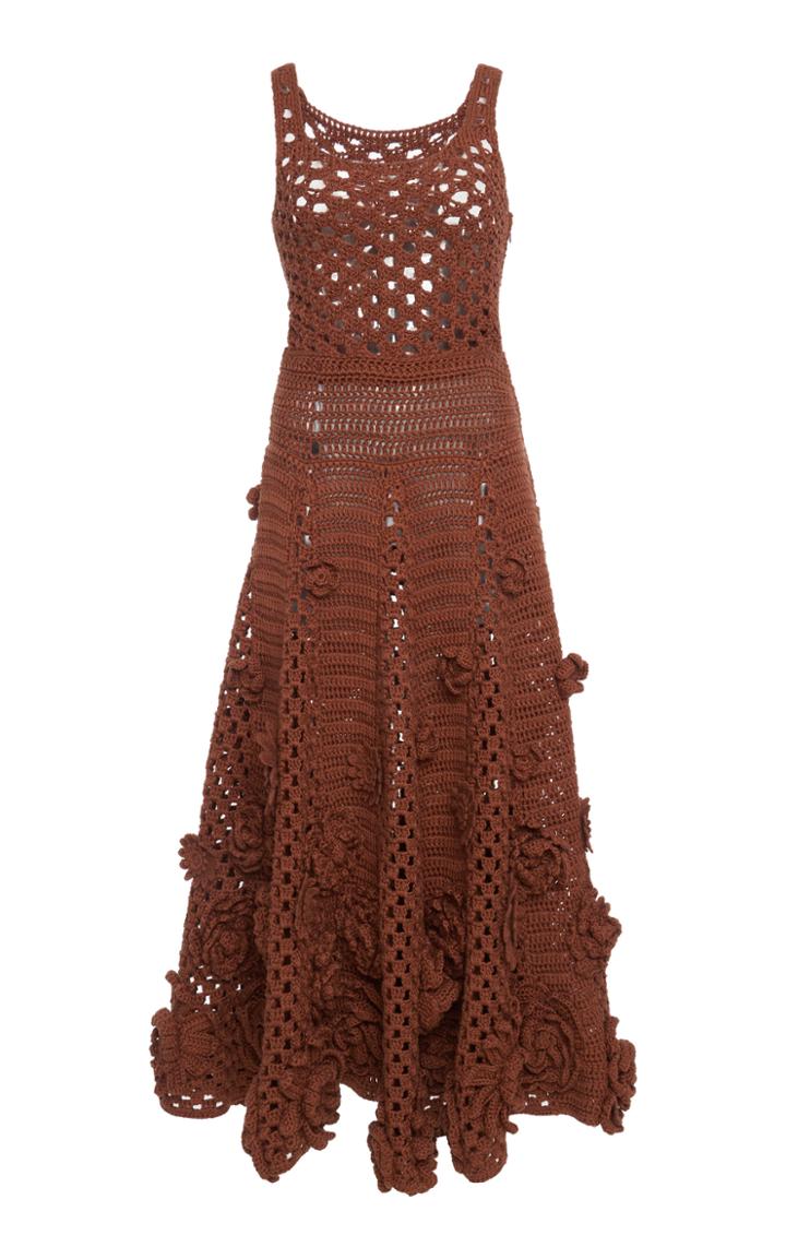 Moda Operandi Valentino Floral Open-knit Midi Dress