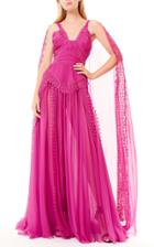 Moda Operandi Zuhair Murad Chiffon And Lace Silk-blend Dress