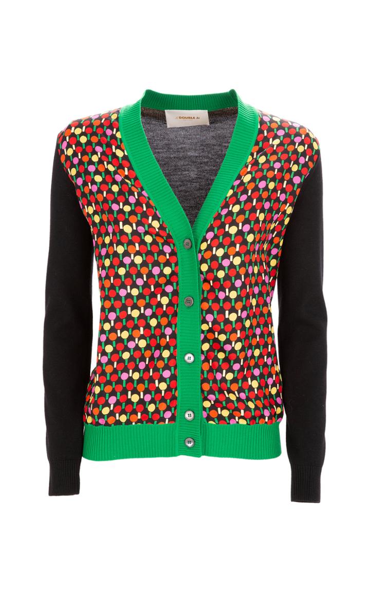 La Doublej Gemini Mixed-media V-neck Cardigan