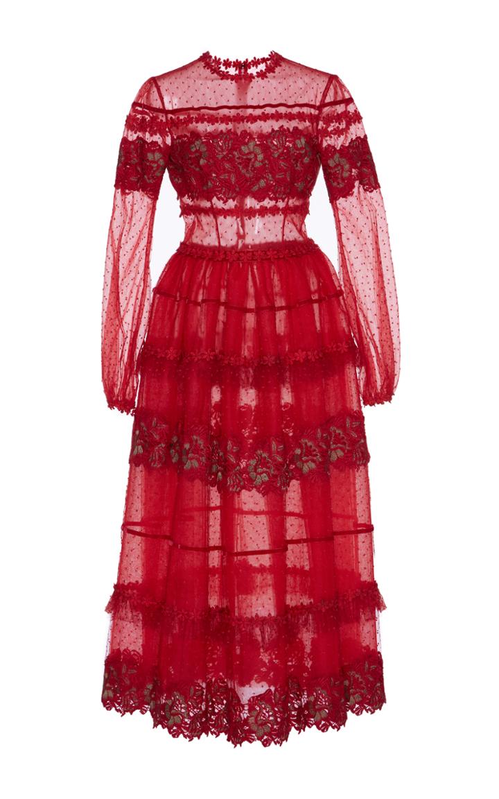 Costarellos Floral Trimmed Dress