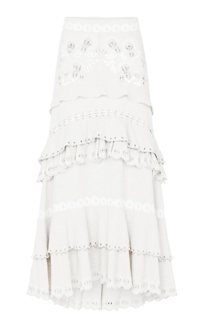 Acler Doland Layered Linen Midi Skirt