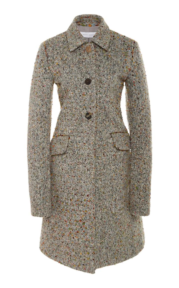 Marina Moscone Irving Embellished Wool-blend Coat