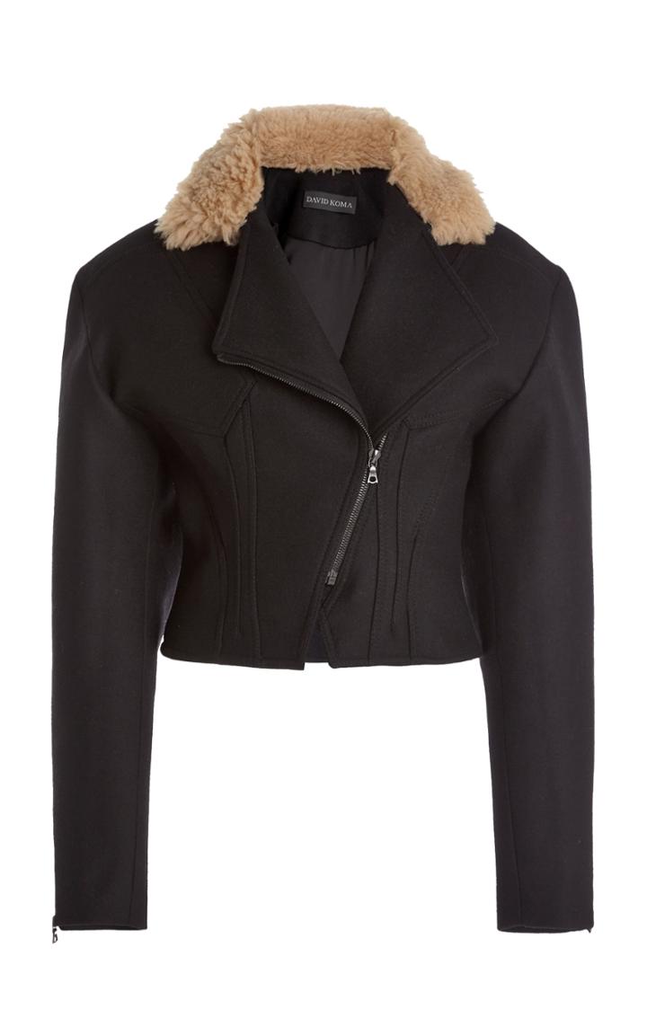 Moda Operandi David Koma Wool Shearling-trimmed Jacket