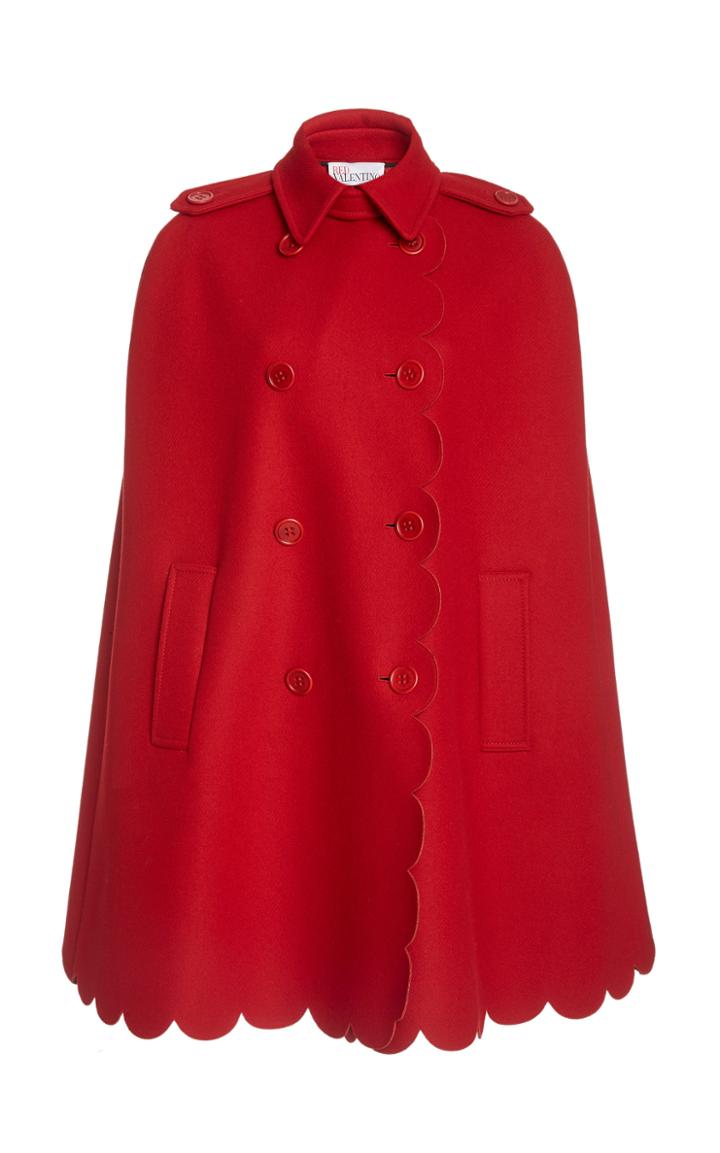 Red Valentino Scalloped Cashmere-blend Cape Jacket