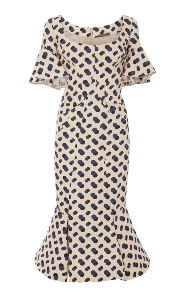 Zac Posen Ruffled Sleeve Print Dress