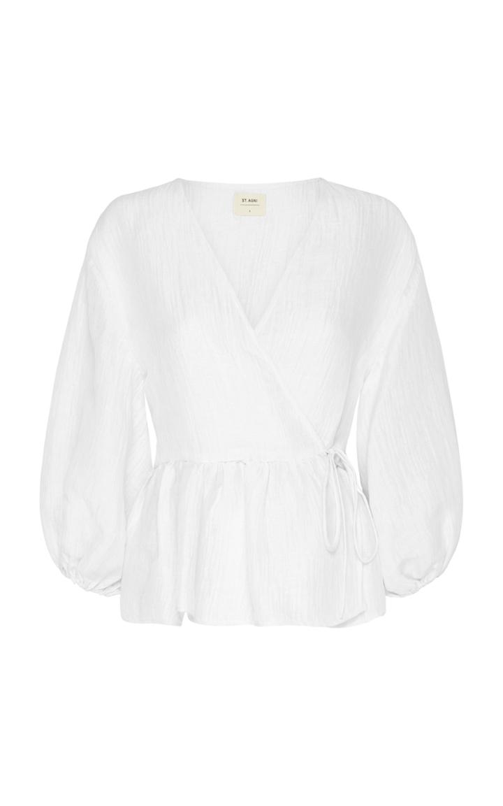 Moda Operandi St. Agni Joji Linen-silk Wrap Top