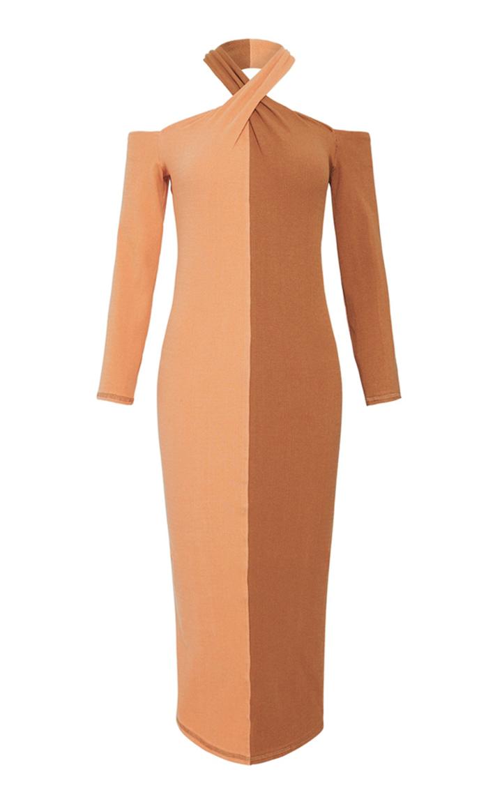 Moda Operandi Bassike Two-tone Ribbed Organic Cotton Midi Dress
