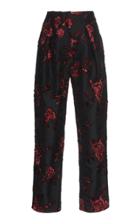 Costarellos Velvet Embroidered Cigarette Trouser