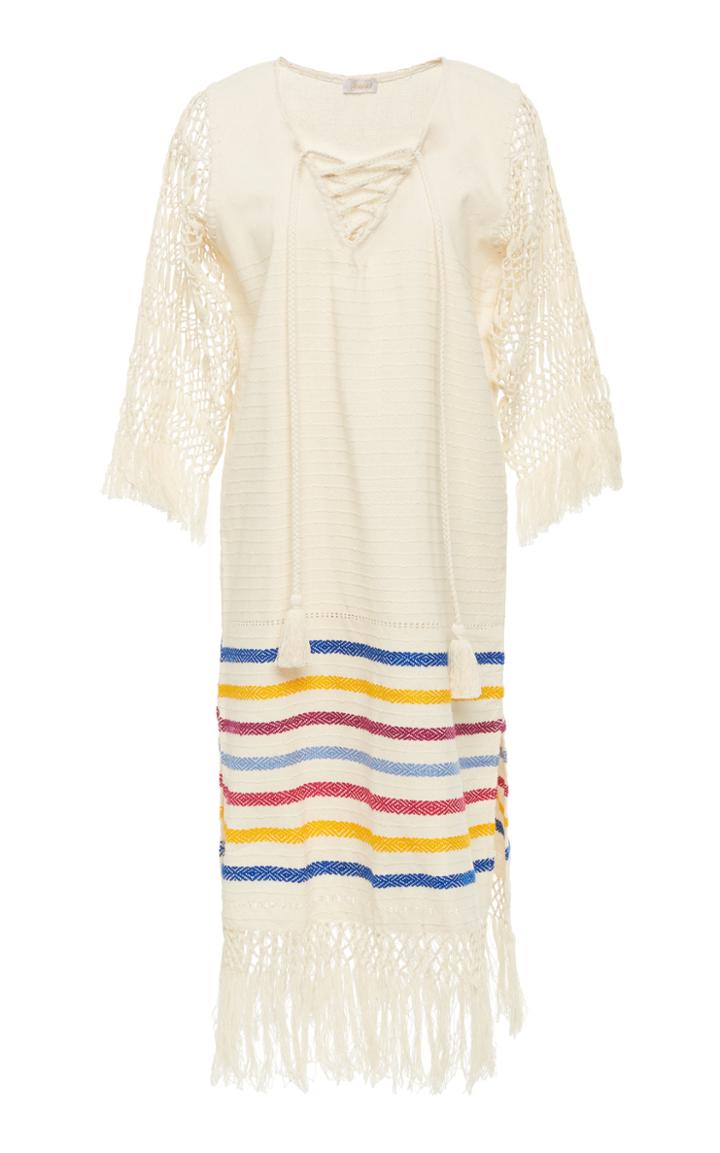 Jaline Exclusive Fringed Cotton Midi Dress