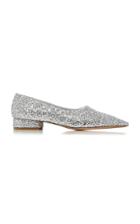 Maison Margiela Cinderella Glittered Leather Point-toe Flats