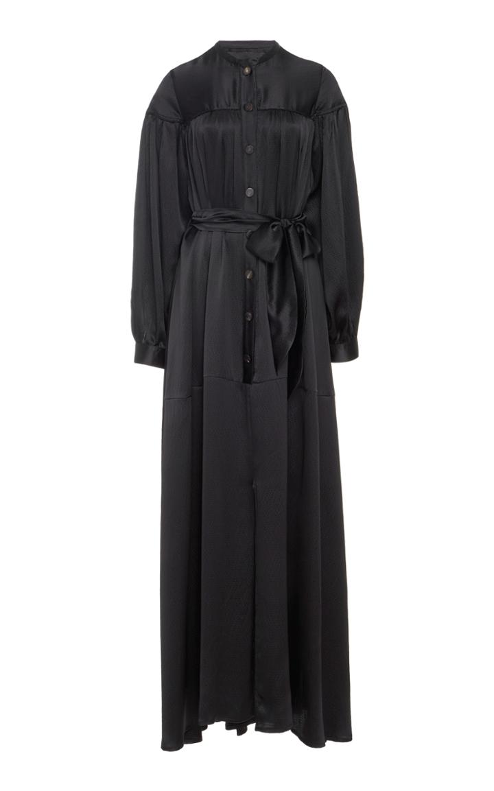 Amber Sakai Gathered Silk Maxi Dress