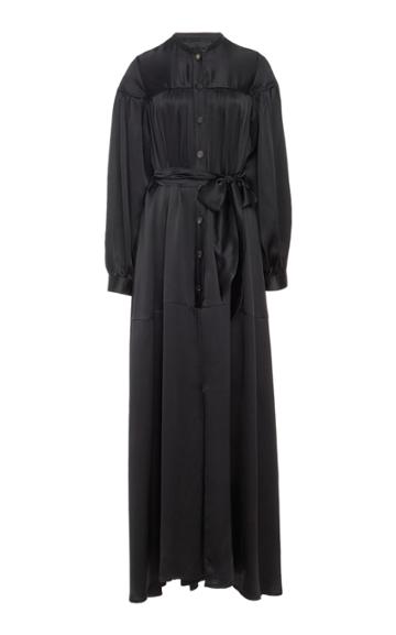 Amber Sakai Gathered Silk Maxi Dress