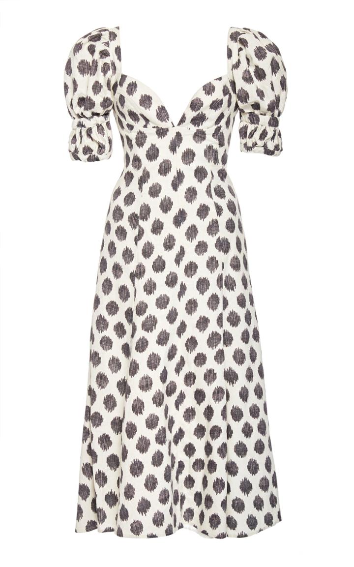 Moda Operandi Andres Otalora San Felipe Polka-dot Linen Midi Dress Size: 0