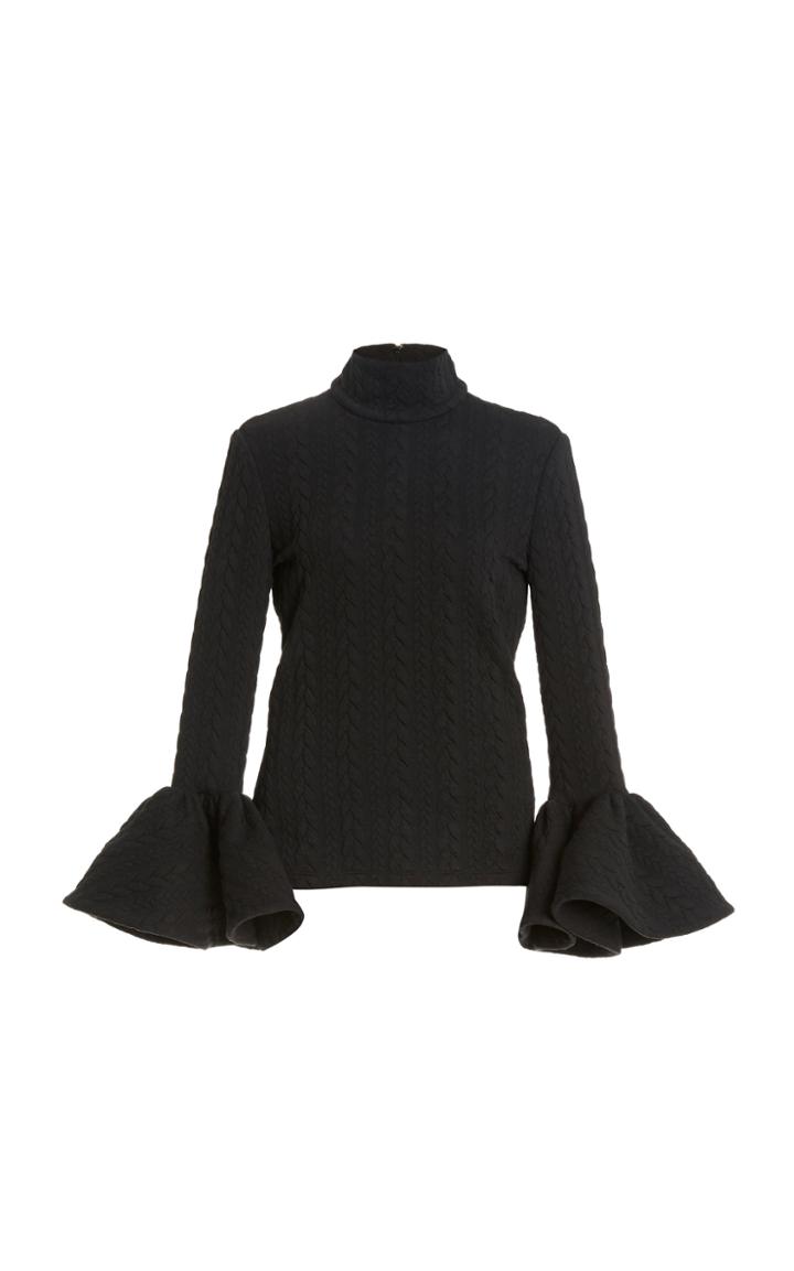 Moda Operandi Christian Siriano Textured Knit Bell Sleeve Top