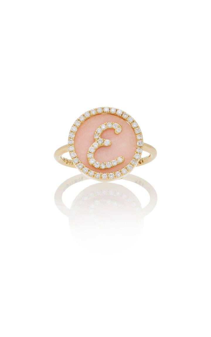 Noush Jewelry Treasure Disk Opal Roman Initial Ring