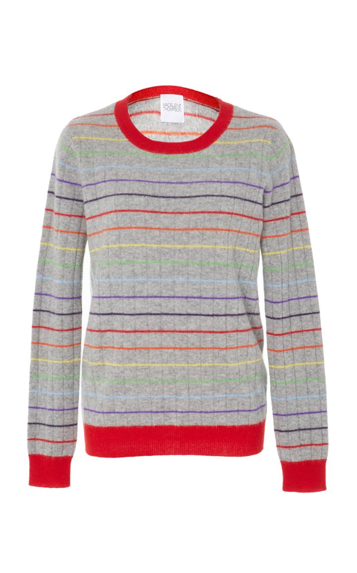 Madeleine Thompson Pigeon Rainbow Striped Pullover