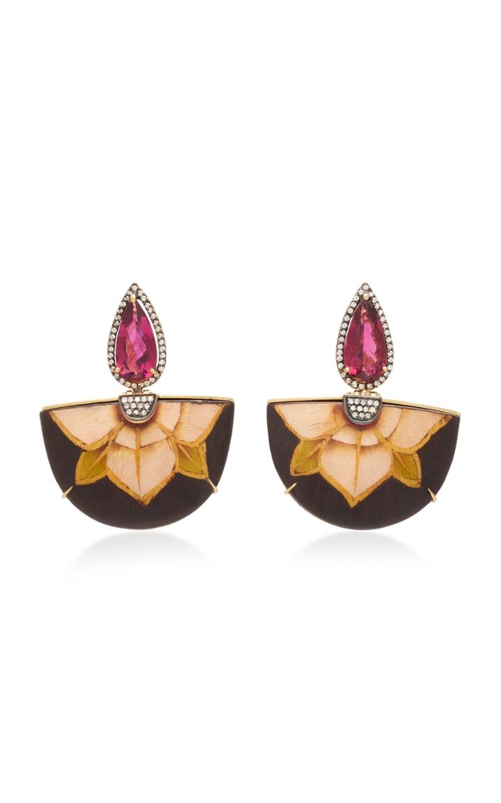 Silvia Furmanovich 18k Gold Rubelite And Diamond Earrings