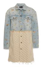 Moda Operandi Alanui Floral Denim And Cashmere-wool Cable-knit Jacket