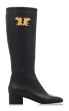 Valentino Gold-tone Buckle Knee-high Leather Boots