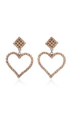 Alessandra Rich Dark Gold Crystal Heart Earrings