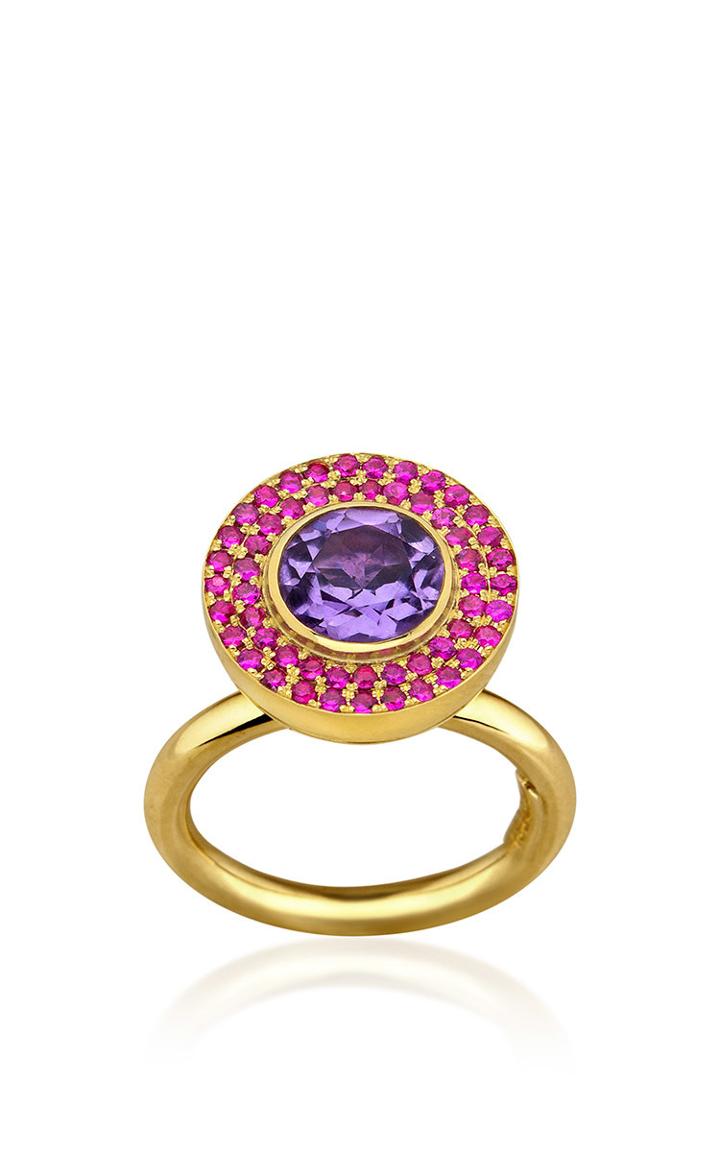 Elena Votsi Cyclos Ring With Rubies And Amethyst