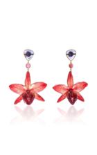 Bahina 18k Gold Iolith Ruby And Orchid Earrings