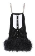 Balmain Feather-trimmed Velvet Mini Dress
