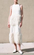 Marina Moscone Trapeze Feathered Hem Dress