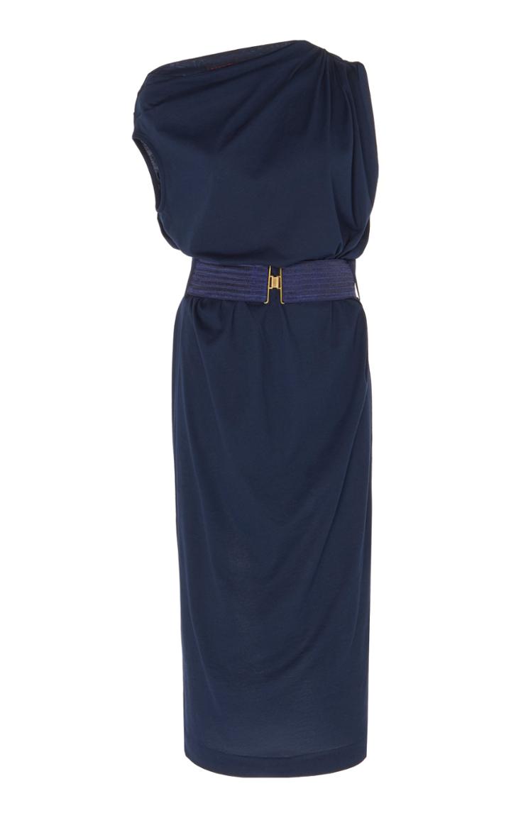 Martin Grant Belted Draped Jersey Midi Dress