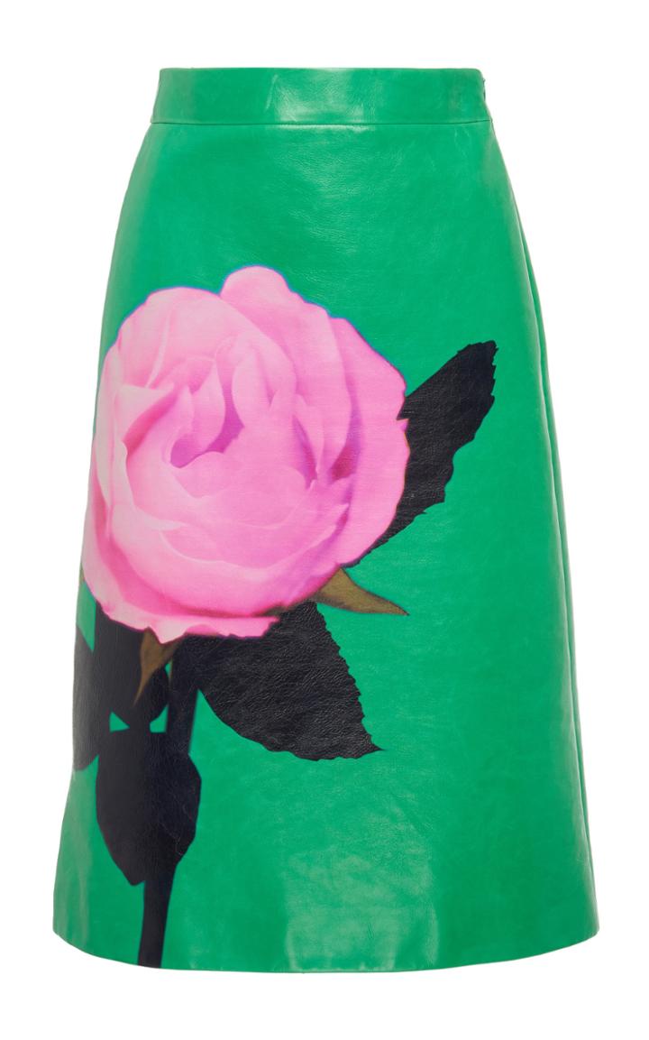 Prada Leather Flower Skirt