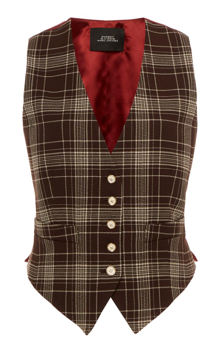 Moda Operandi Marc Jacobs Plaid Wool Tailored Vest Size: S