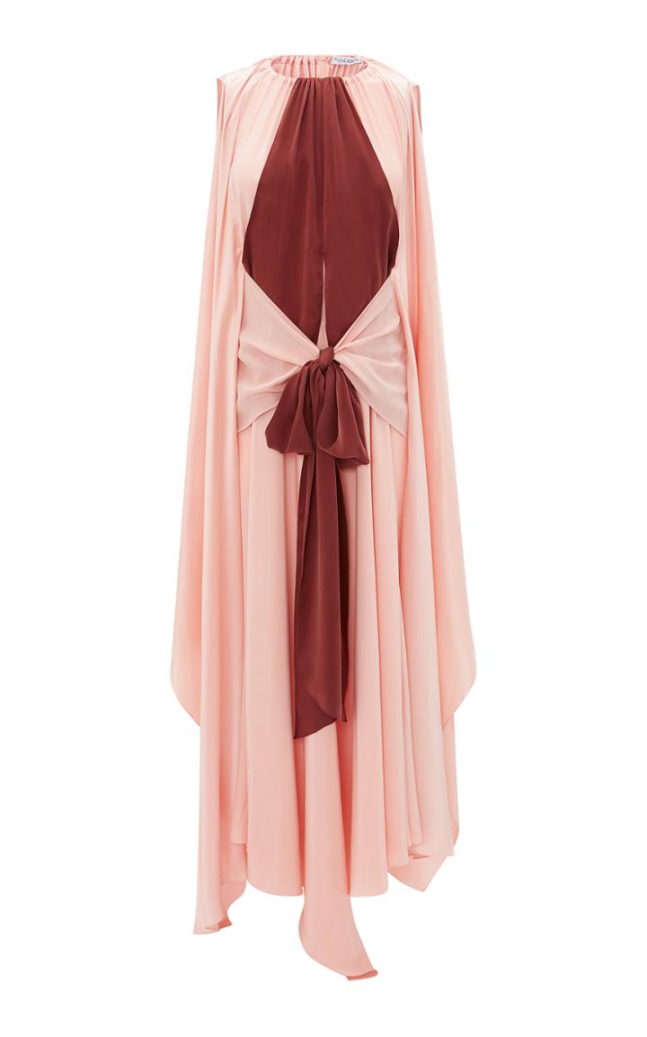 Moda Operandi Jw Anderson Draped Two-tone Silk Wrap-front Maxi Dress