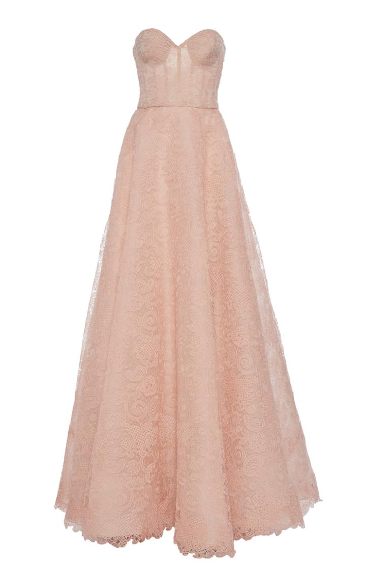Reem Acra Techno Lace Ballgown