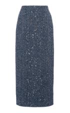 Moda Operandi Alessandra Rich Embellished Herringbone Midi Skirt