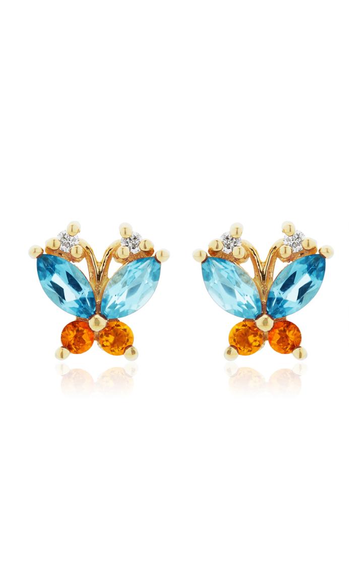 Joie Digiovanni Butterfly Topaz, Citrine And Diamond 14k Gold Earrings