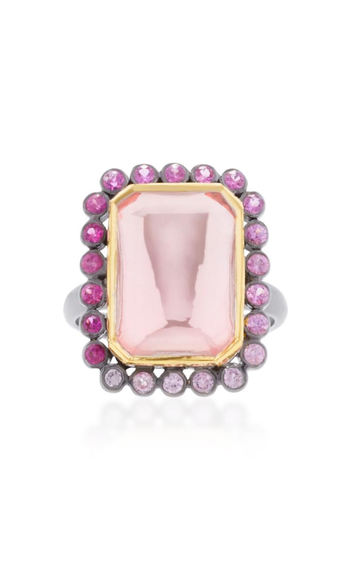 She Bee Rhodium-plated Topaz And Sapphire Ring