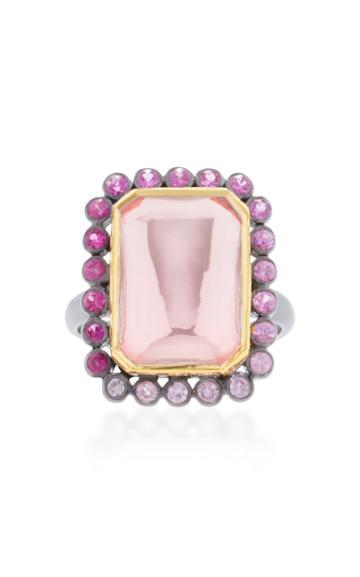 She Bee Rhodium-plated Topaz And Sapphire Ring