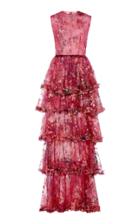 Moda Operandi Costarellos Sleeveless Sequin Tiered Ruffle Tulle Dress Size: 34