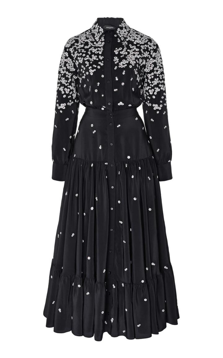 Rochas Quaresima Embellished Woven Dress