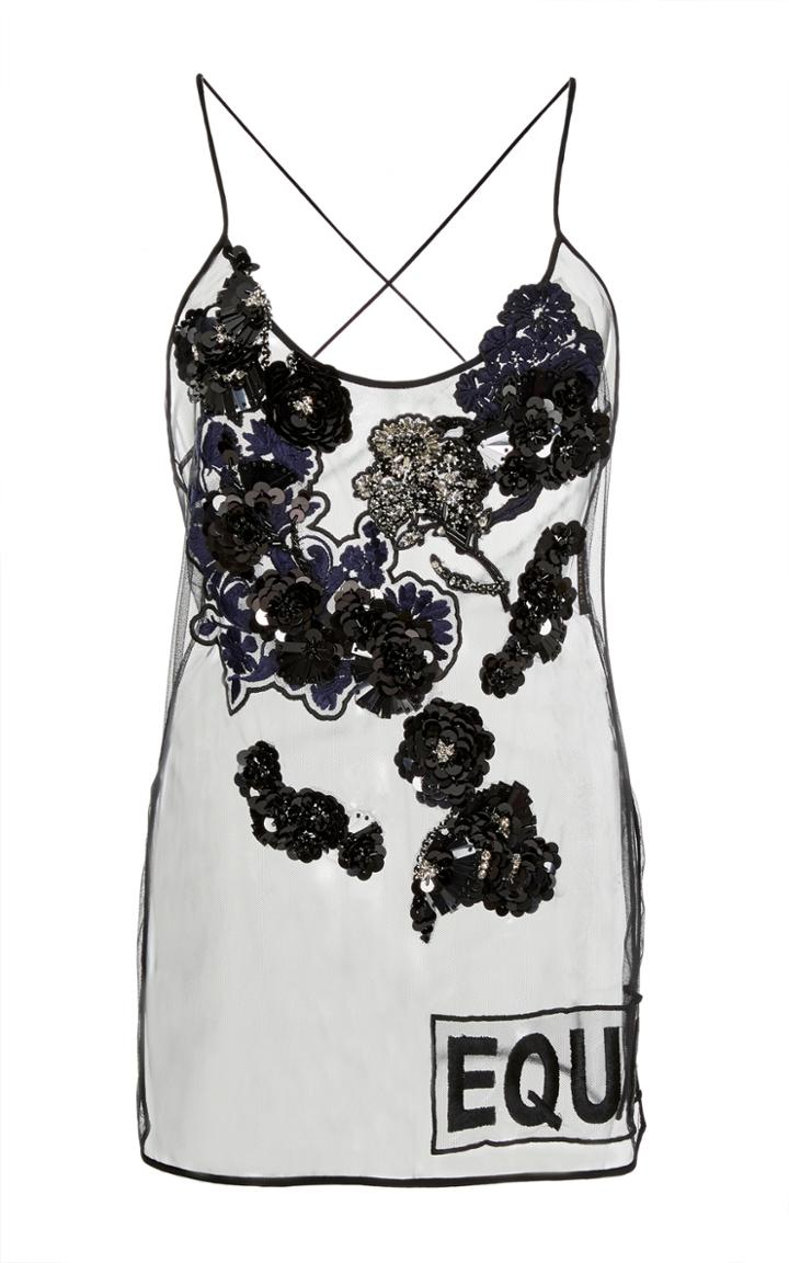 Versace Floral Embellished Tulle Camisole