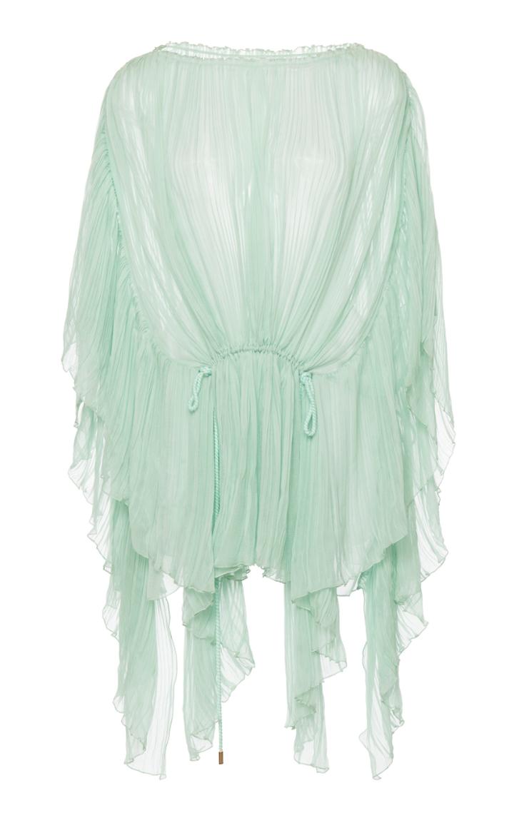 Alberta Ferretti Layered Organza Pliss Tunic Top