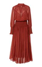 Bird & Knoll Delilah Ruch-detailed Cotton-silk Voile Maxi Dress