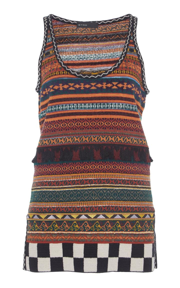 Etro Multi Stripe Fringe Tank Top