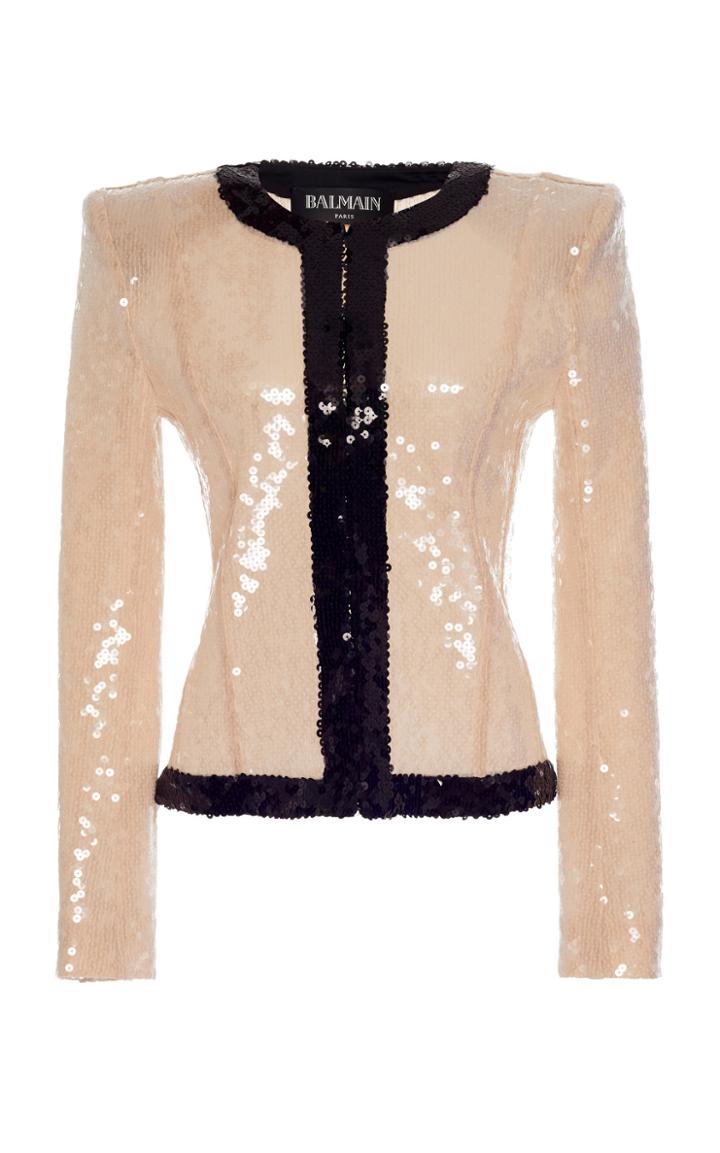 Balmain Sequined Contrast Trim Jacket