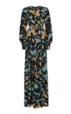 Andrew Gn Belted Butterfly Print Maxi Dress