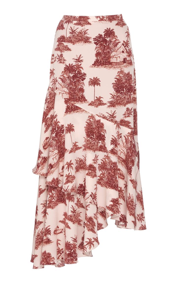 Johanna Ortiz Gorgora Island Ruffled Silk Midi Skirt