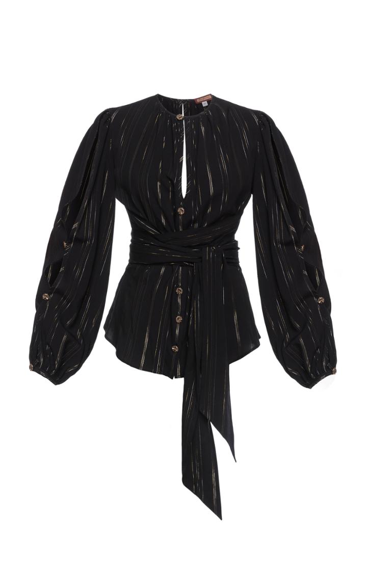 Moda Operandi Lena Hoschek Bazaar Wrap-around Button-front Top